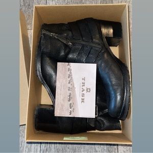 Trask Mesh upper leather block heel ankle boots